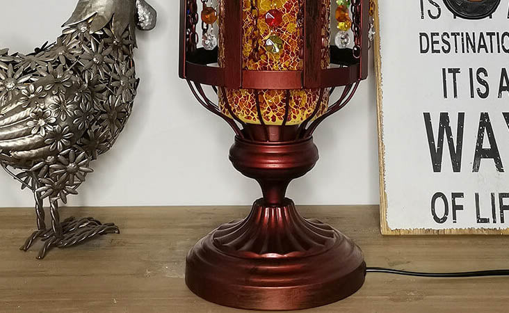Handcrafted Vintage Turkish Stained-Glass Lantern Table Lamp, 1-Light