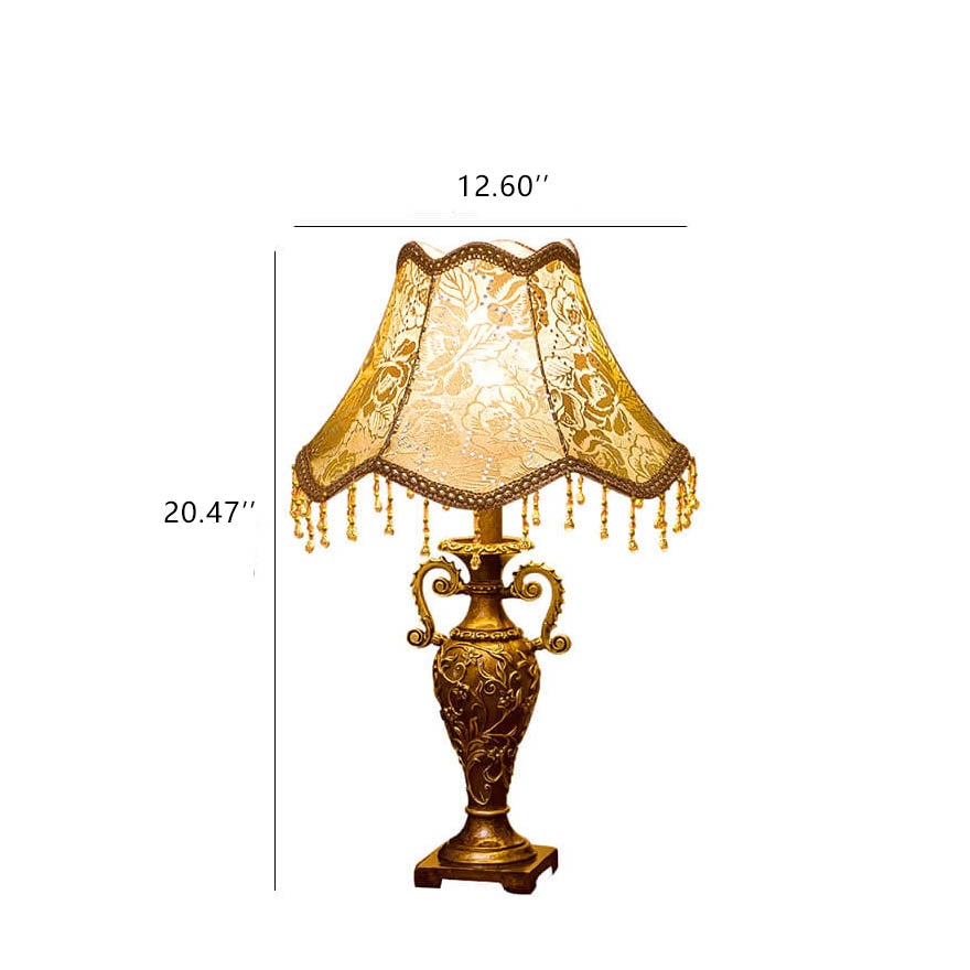 European Vintage Fabric 1-Light Table Lamp – Antique-Style Elegance for Classic Interiors