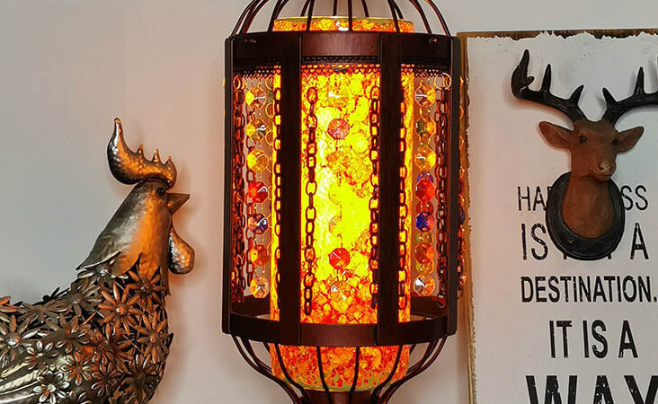 Handcrafted Vintage Turkish Stained-Glass Lantern Table Lamp, 1-Light