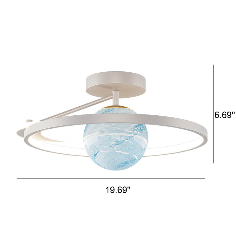 Sleek Modern Space Planet Globe LED Ceiling Light - Semi-Flush Mount