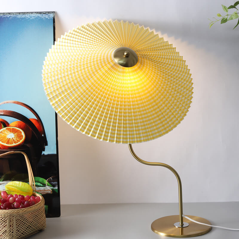 Vintage-Inspired Pleated Umbrella-Shaped 1-Light Table Lamp