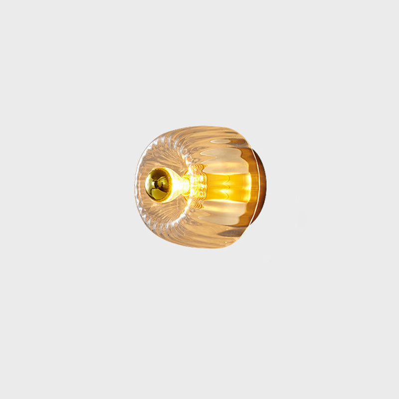 Modern Luxury Full-Copper Sun-Shaped Glass 1-Light Dual-Purpose Flush Mount Light