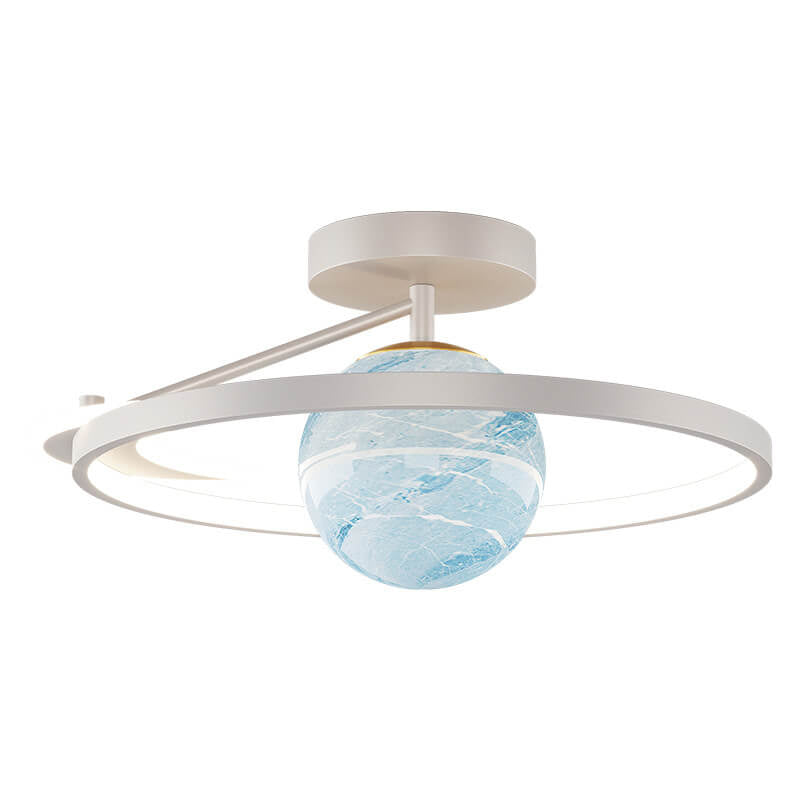 Sleek Modern Space Planet Globe LED Ceiling Light - Semi-Flush Mount