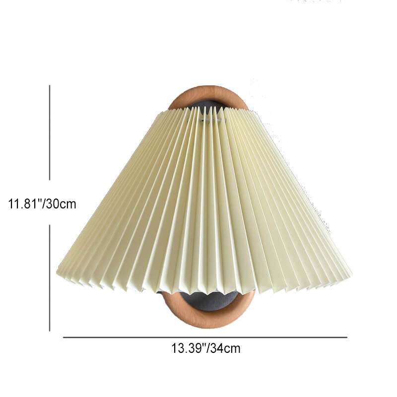 Sleek Contemporary Solid Wood Pleated Semi-Circle 1-Light Wall Sconce Lamp