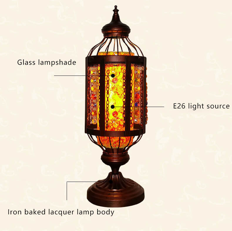 Handcrafted Vintage Turkish Stained-Glass Lantern Table Lamp, 1-Light