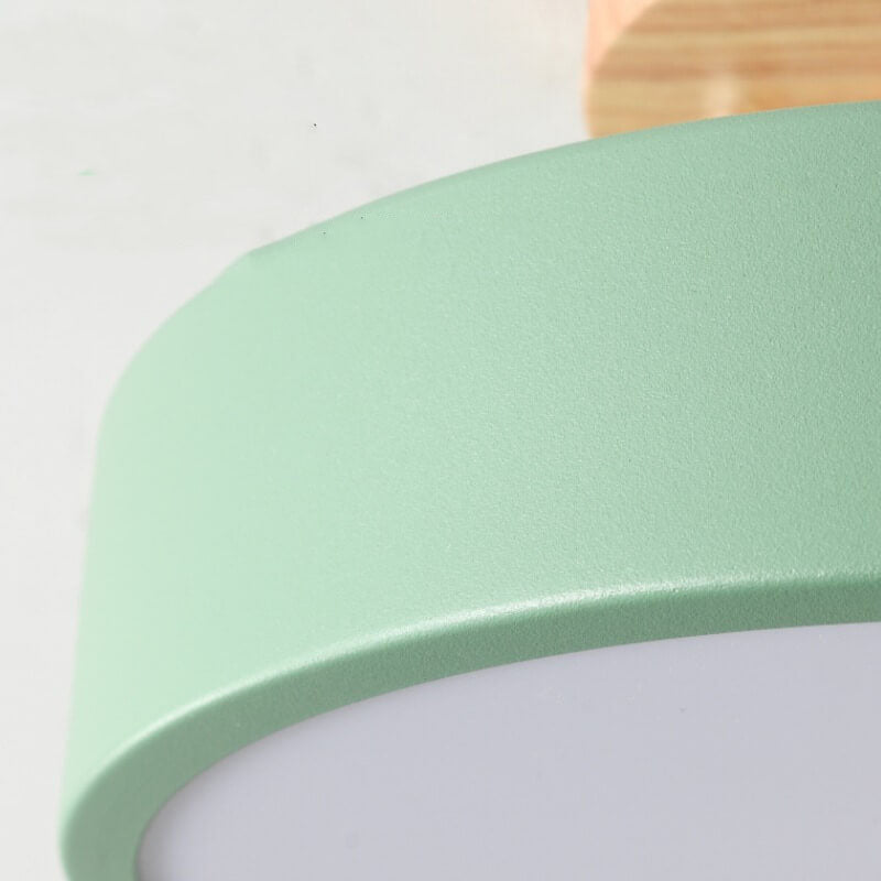 Nordic Round Log LED Ceiling Light - Semi-Flush Mount, Modern Nordic Design