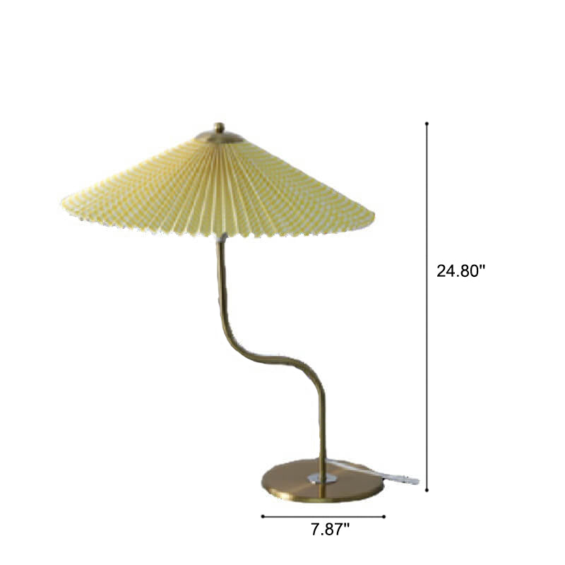 Vintage-Inspired Pleated Umbrella-Shaped 1-Light Table Lamp