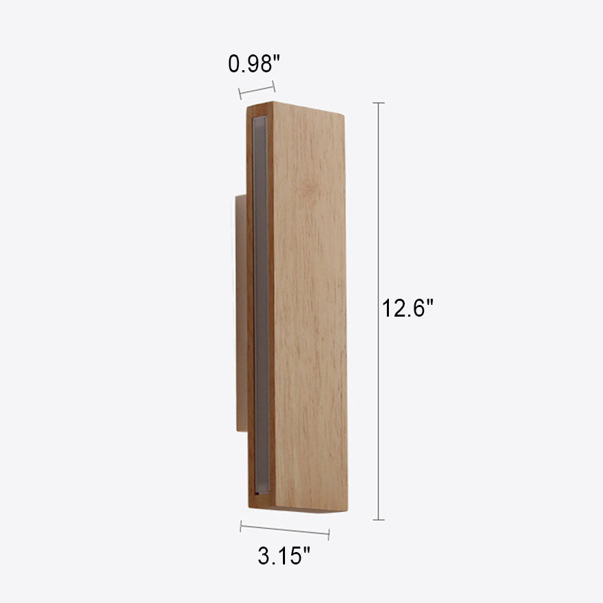 Japanese Minimalist Log-Style Rectangular LED Wall Sconce Lamp with Rotatable Flat Panel