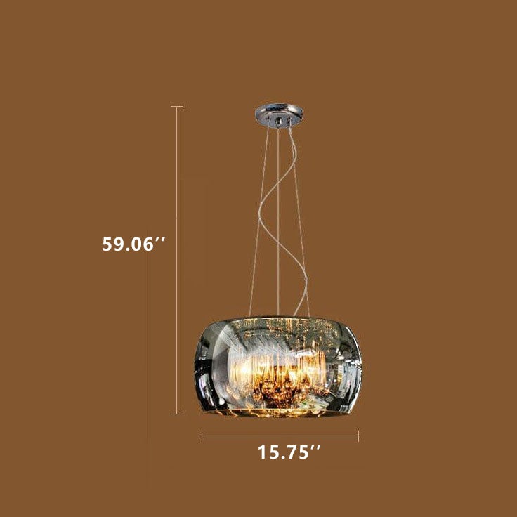 Elegant Modern Glass Shade 6-Light Crystal Hanging Chandelier