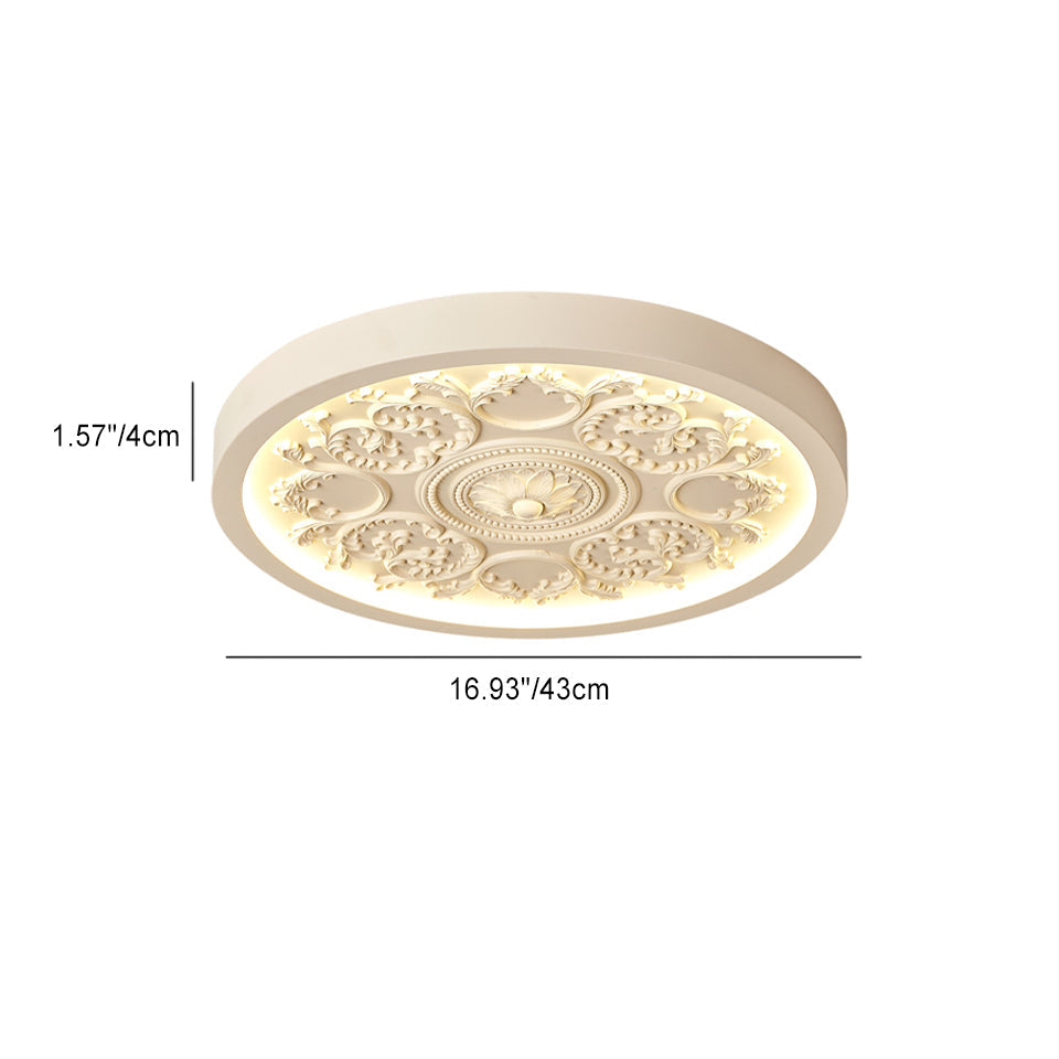 Modern Minimalist Carved Iron, Resin & Acrylic LED Flush Mount Ceiling Light for Bedroom
