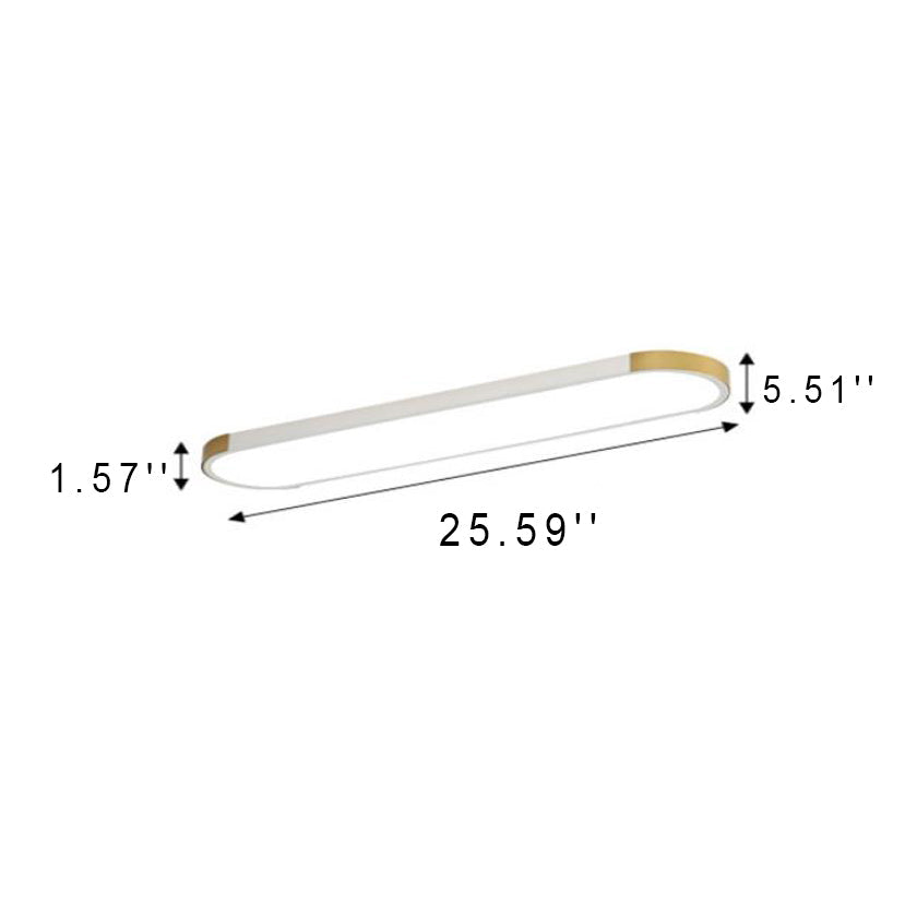 Sleek Modern Minimalist Rectangular Ring LED Flush-Mount Ceiling Light