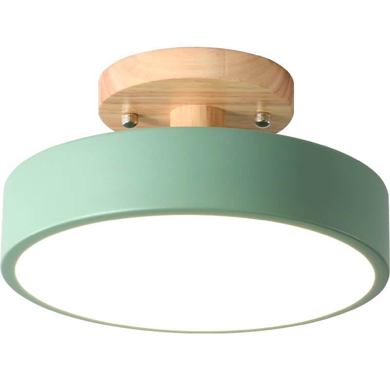 Nordic Round Log LED Ceiling Light - Semi-Flush Mount, Modern Nordic Design