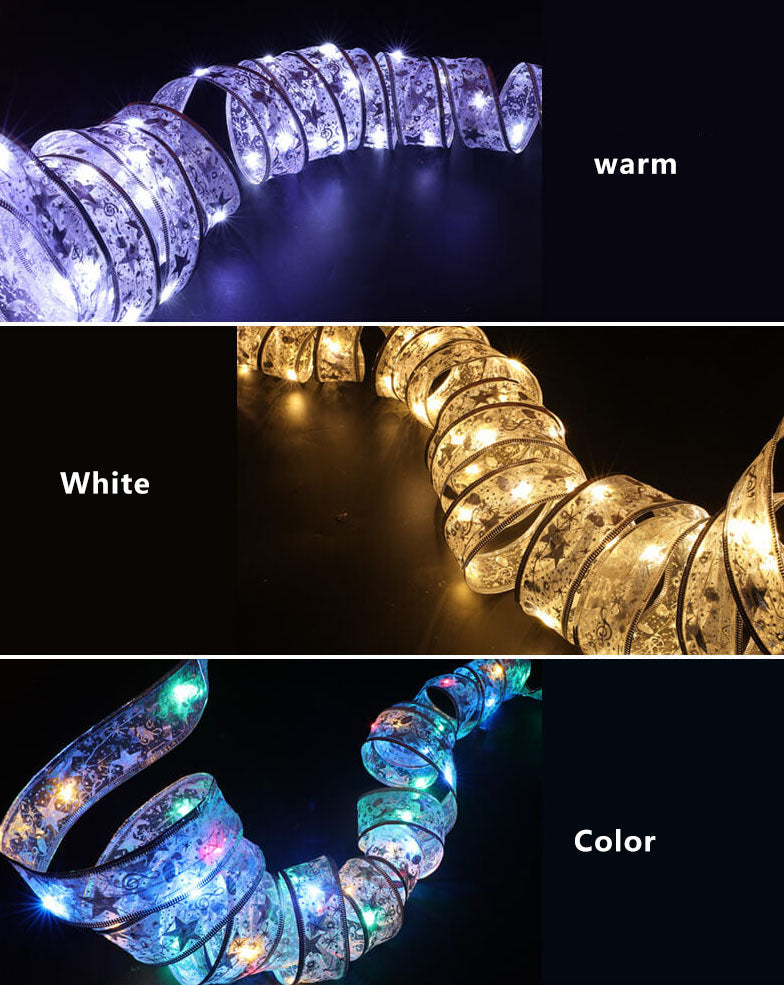 LED String Lights for Christmas Tree Decoration - Ribbon Gift