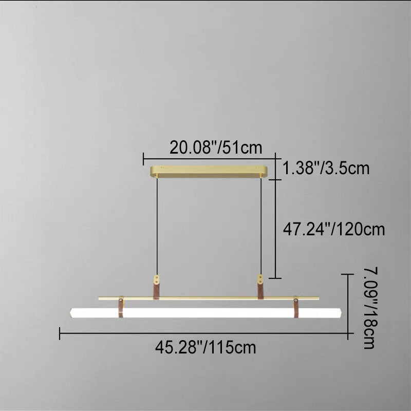 Sleek Nordic Minimalist Long Leather-Strip LED Island Light Chandelier