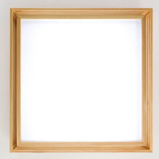 Nordic Solid Wood Square LED Tatami-Style Flush Mount Ceiling Light