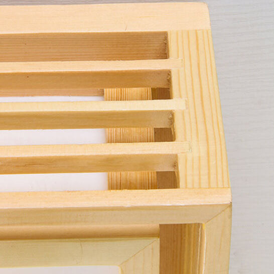 Nordic Solid Wood Square LED Tatami-Style Flush Mount Ceiling Light