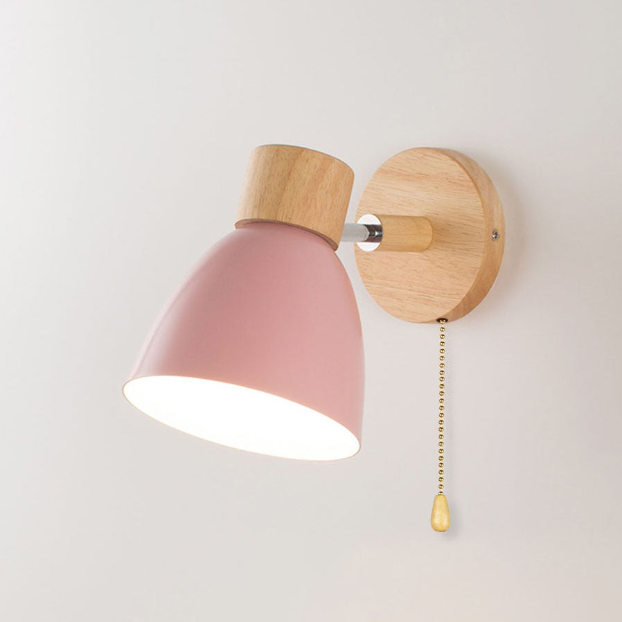 Modern Minimalist 1-Light Wall Sconce Lamp in Solid Macaron Color with Iron & Wood Finish