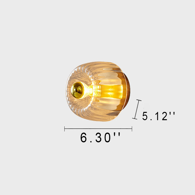Modern Luxury Full-Copper Sun-Shaped Glass 1-Light Dual-Purpose Flush Mount Light