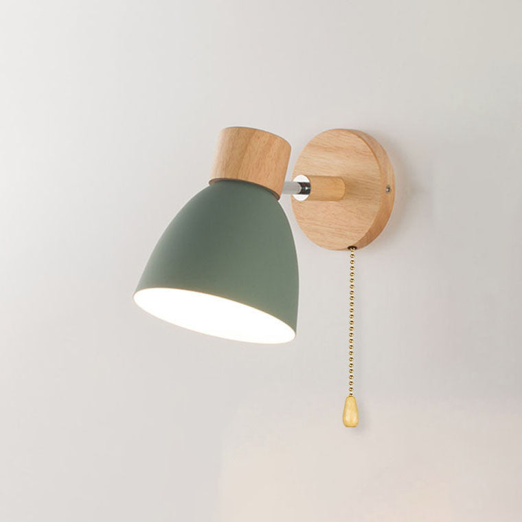 Modern Minimalist 1-Light Wall Sconce Lamp in Solid Macaron Color with Iron & Wood Finish