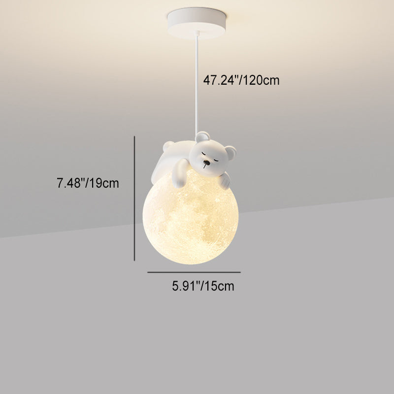 Modern Resin Rabbit Moon 1-Light Pendant Light for Kids' Rooms & Living Rooms