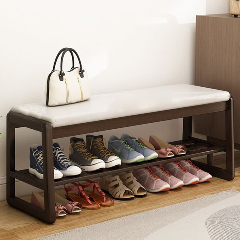 Sleek Contemporary Scandinavian Rectangular Solid-Wood Shoe Storage with 1 Shelf - Entryway Organizer