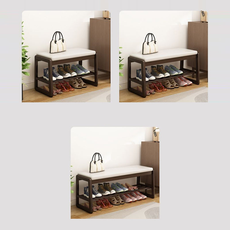 Sleek Contemporary Scandinavian Rectangular Solid-Wood Shoe Storage with 1 Shelf - Entryway Organizer