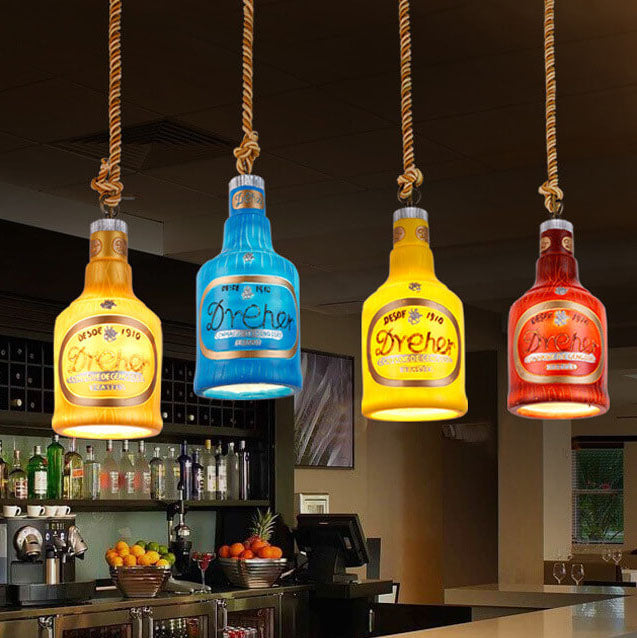 Colorful Bottle Resin Pendant Light β Contemporary Industrial Style, 1-Light