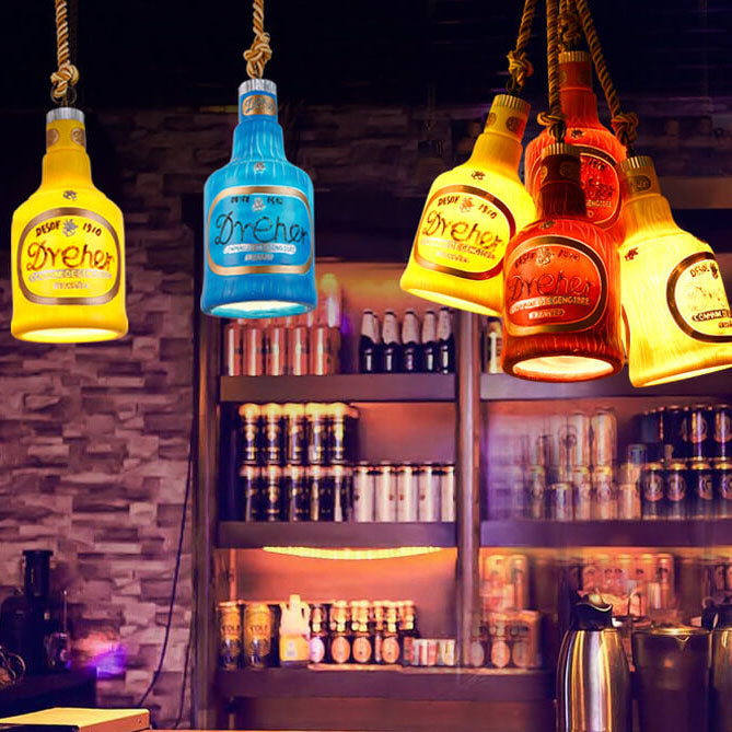 Colorful Bottle Resin Pendant Light β Contemporary Industrial Style, 1-Light