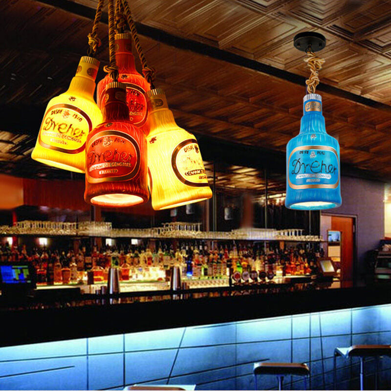 Colorful Bottle Resin Pendant Light β Contemporary Industrial Style, 1-Light