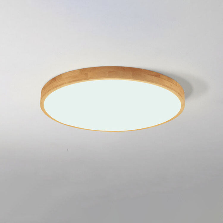 Ultra-Thin Nordic Solid Wood Round LED Flush Mount Ceiling Light