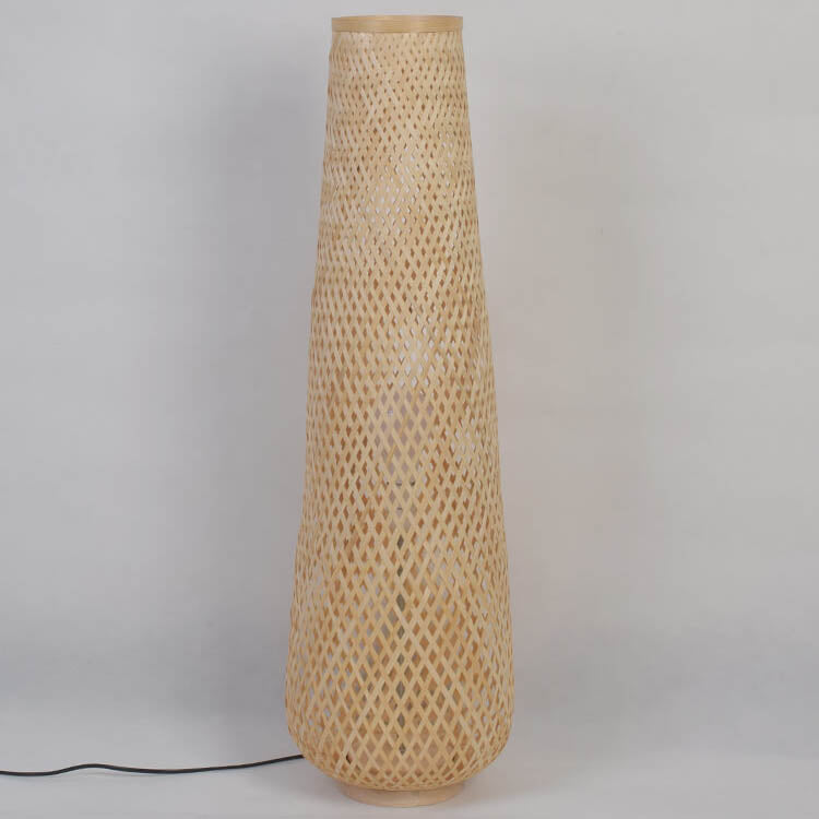 Modern Bamboo Weave Column LED Floor Lamp – 1-Light Standing Lamp