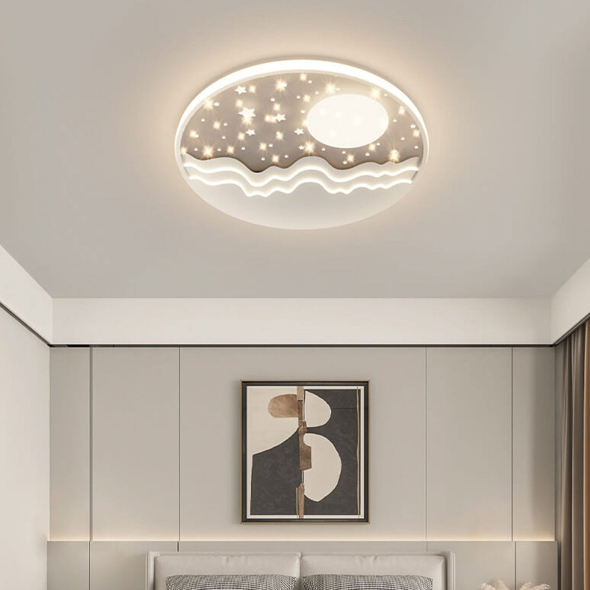 Nordic Modern Star Moon Round Aluminum LED Flush-Mount Ceiling Light