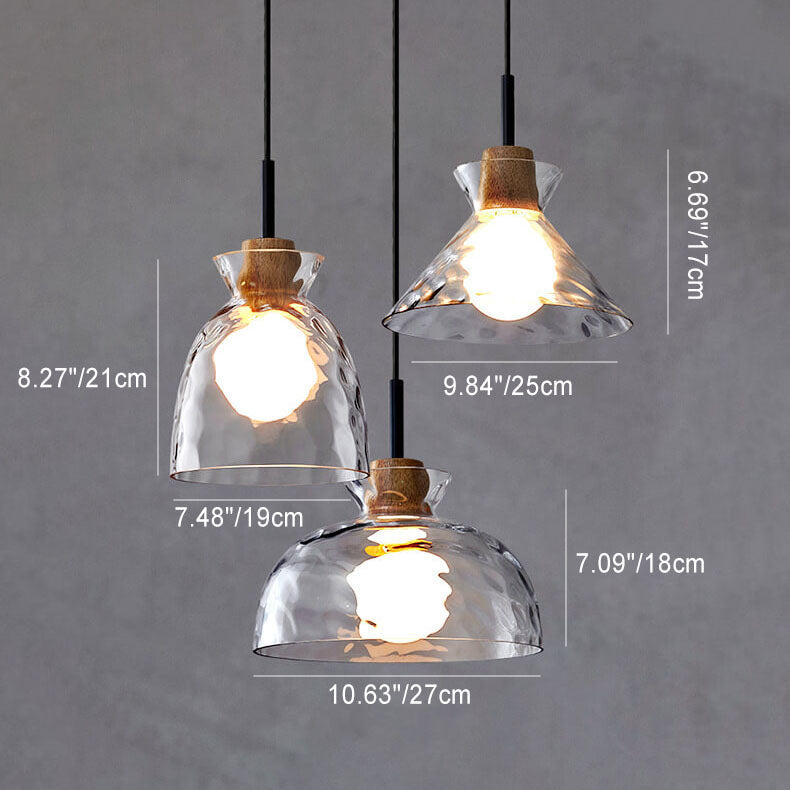 Nordic Clear Rippled Glass 1-Light Pendant Light with Shade
