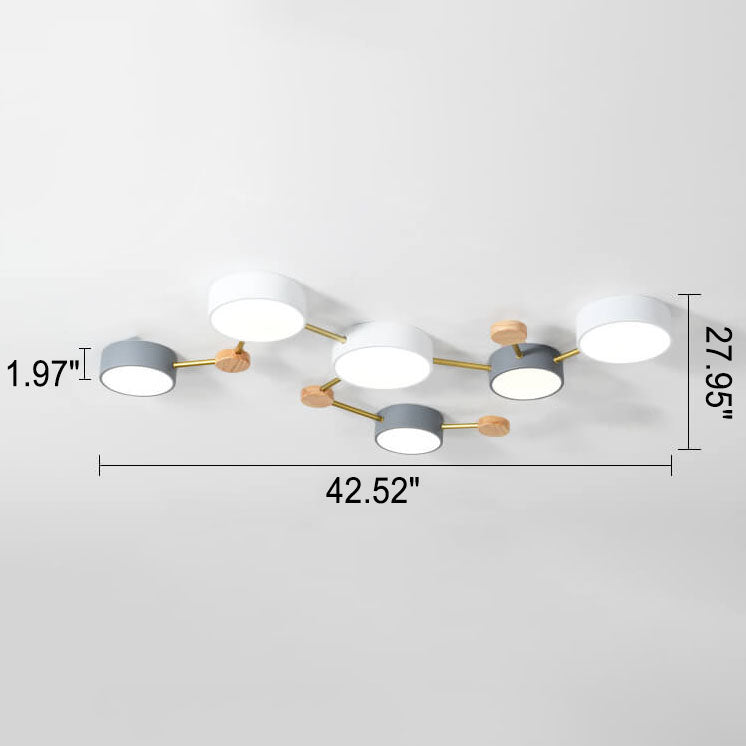 Scandinavian Minimalist Solid Wood & Iron LED Flush-Mount Light