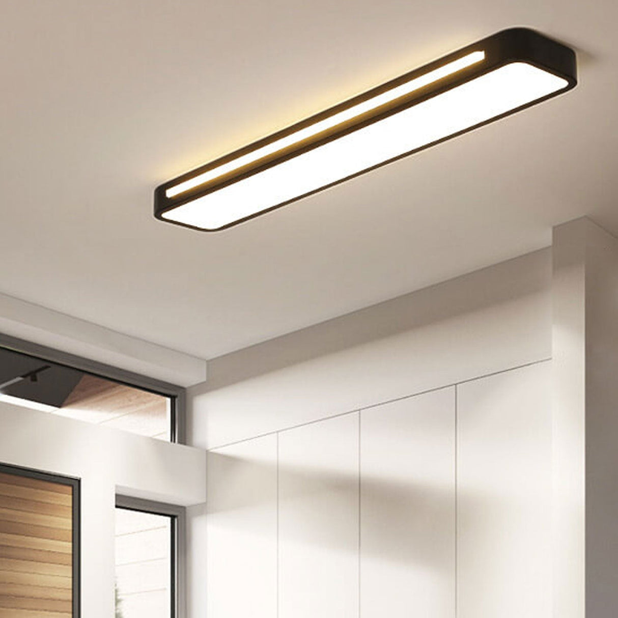 Nordic Minimalist Long LED Flush-Mount Ceiling Light — Sleek, Modern Ceiling Fixture