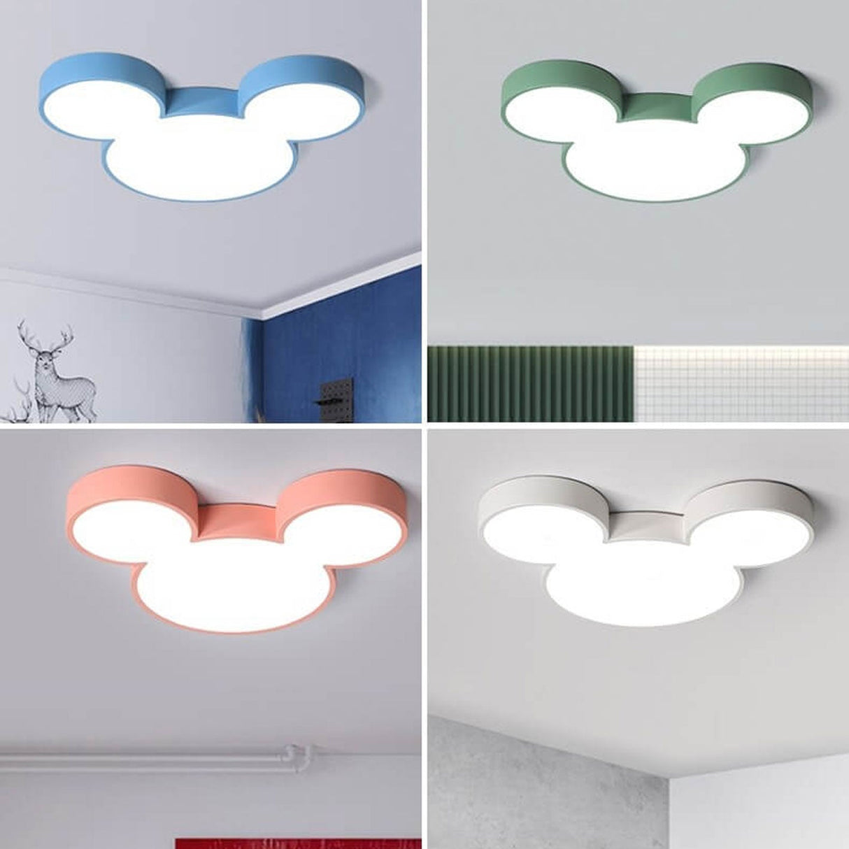 Whimsical Mouse Cartoon Slim LED Flush-Mount Ceiling Light