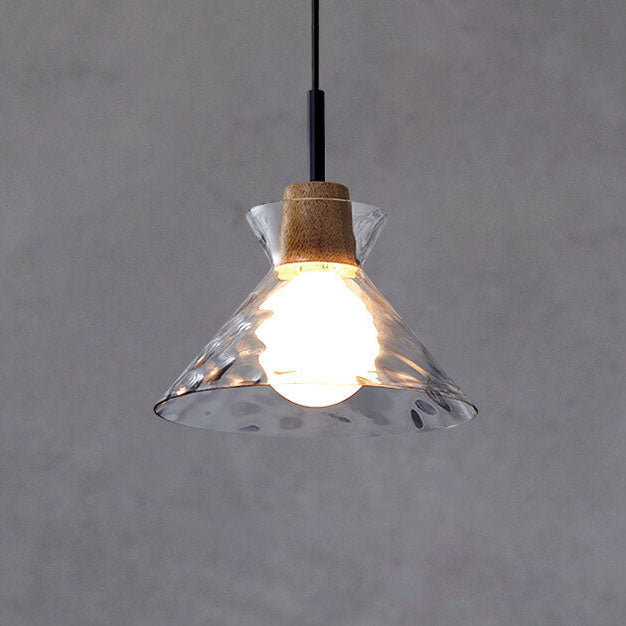 Nordic Clear Rippled Glass 1-Light Pendant Light with Shade