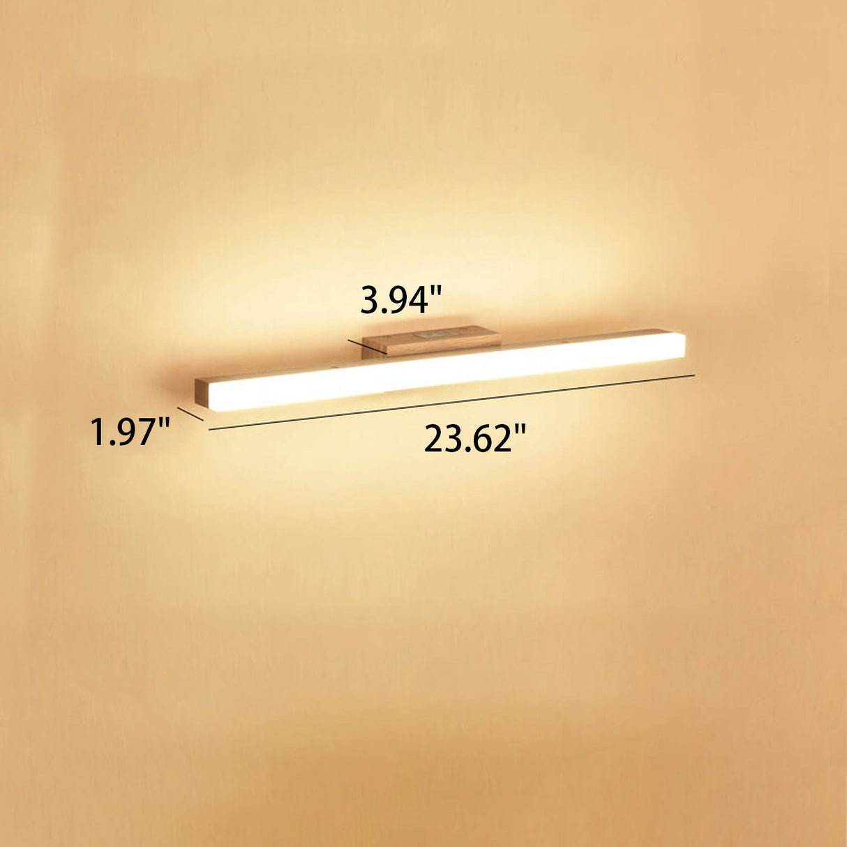 Nordic Minimalist Wooden Long-Strip Vanity Light – LED Wall Sconce Lamp