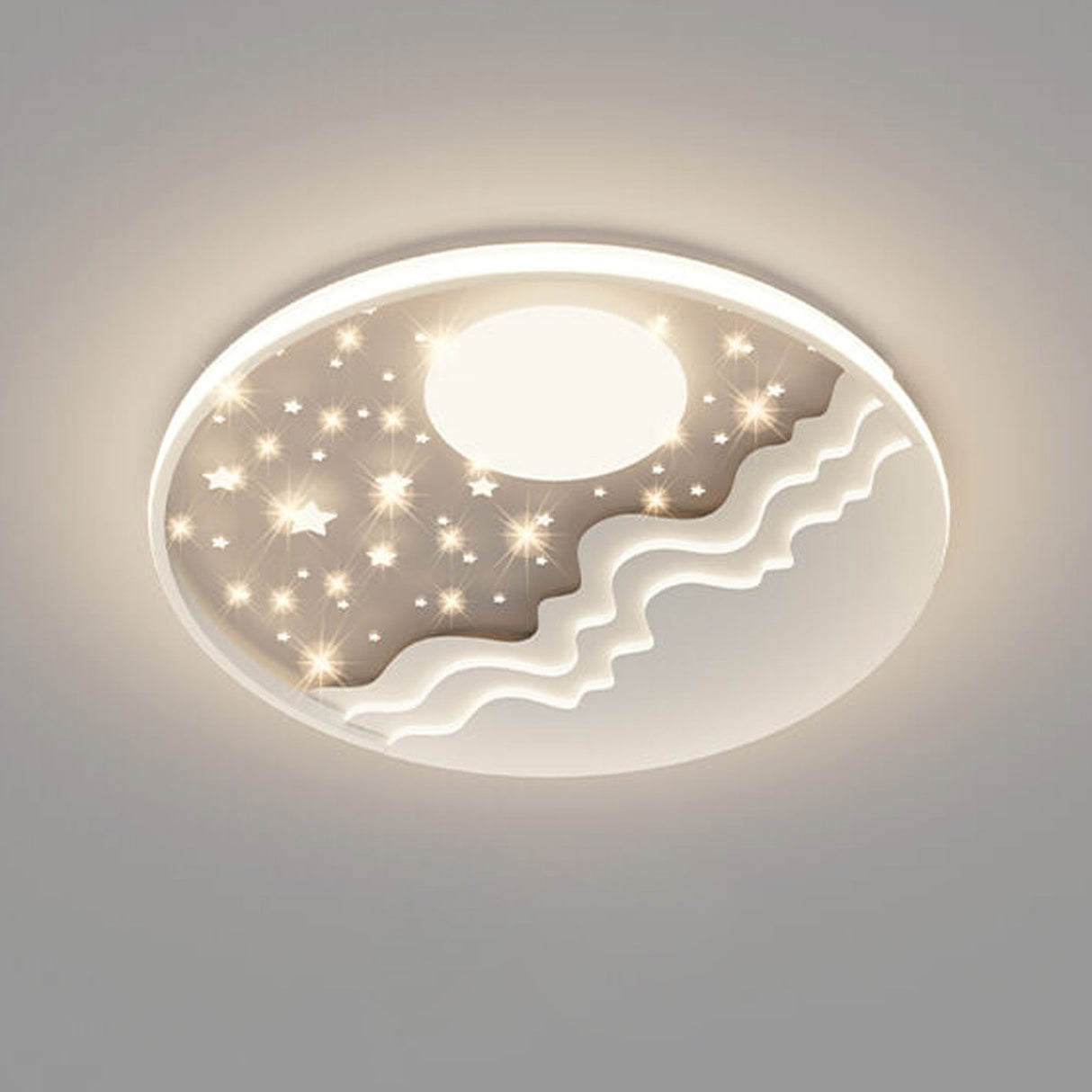 Nordic Modern Star Moon Round Aluminum LED Flush-Mount Ceiling Light