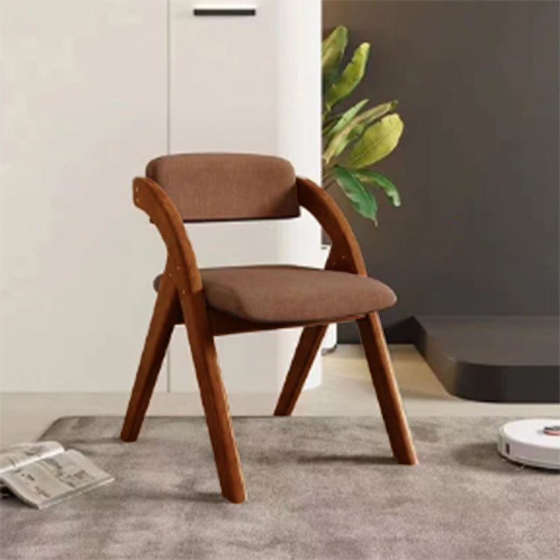 Modern Minimalist Square Fabric Rubberwood Solid Wood Foldable Backrest Dining Chair For Dining Room