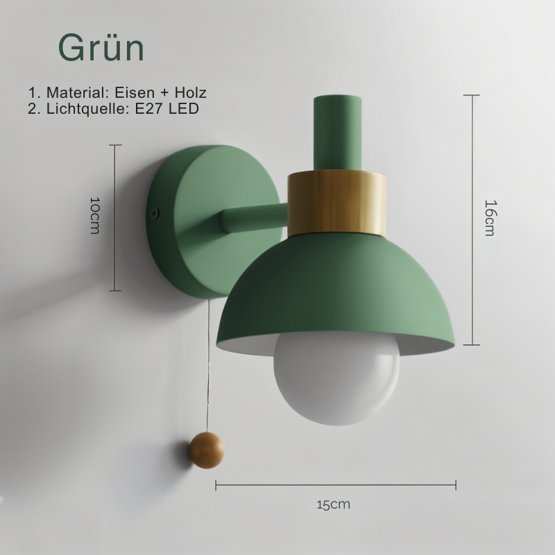 Scandinavian-Style Wooden Wall Lamp in Soft Pastels