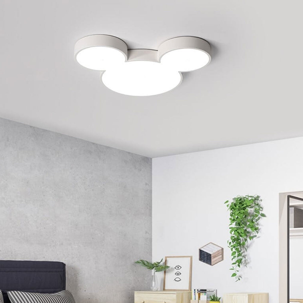 Whimsical Mouse Cartoon Slim LED Flush-Mount Ceiling Light