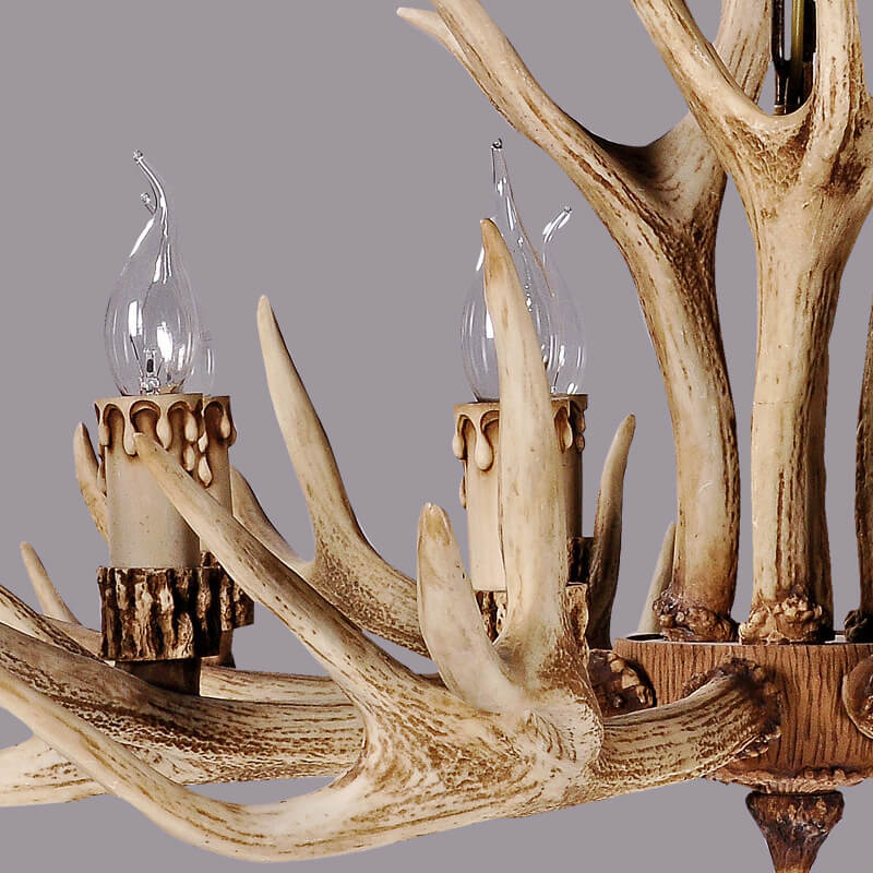 Rustic Country-Style Antler Resin 6-Light Chandeliers