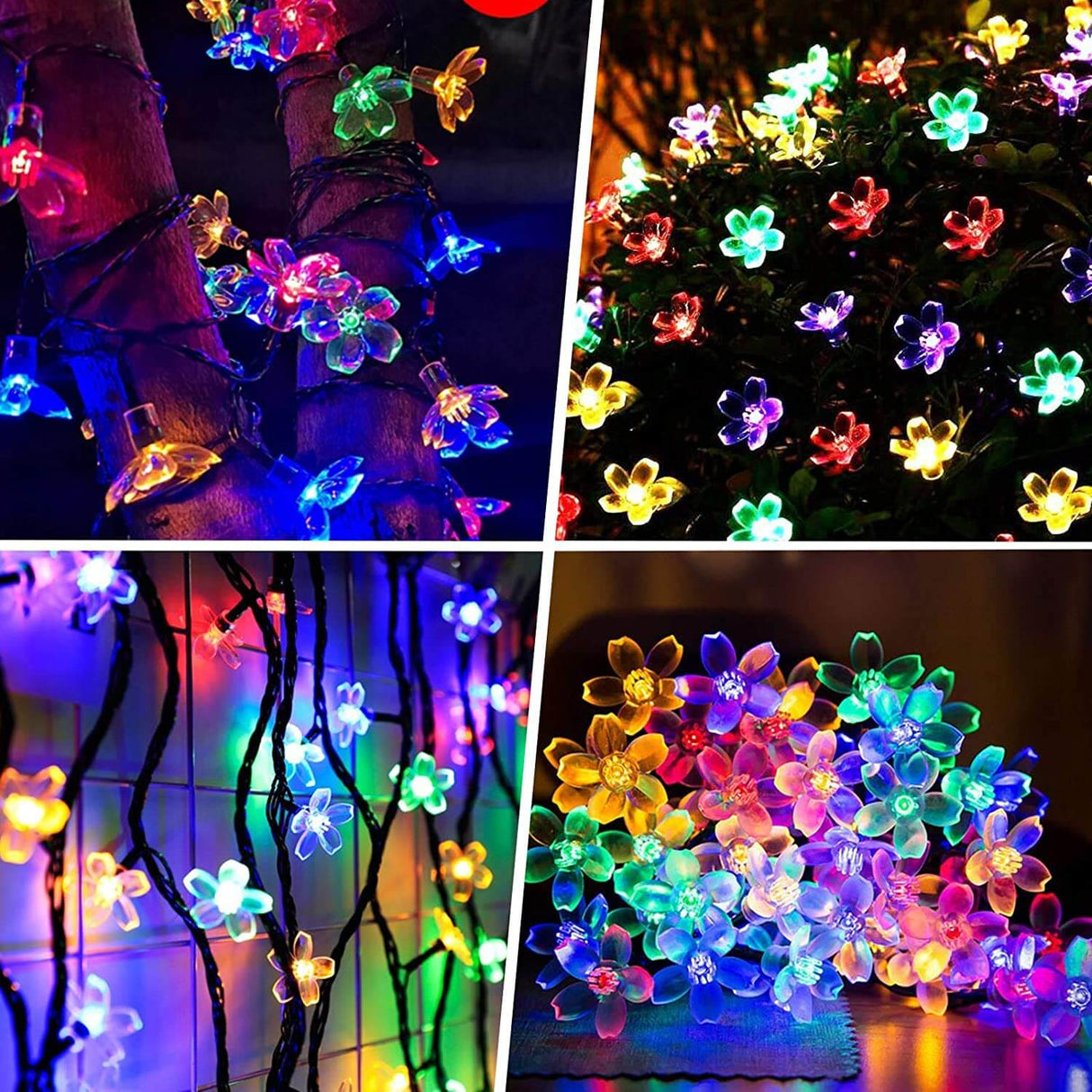 Solar-Powered LED Sakura Fairy Lights – Waterproof Outdoor Garden String Lights