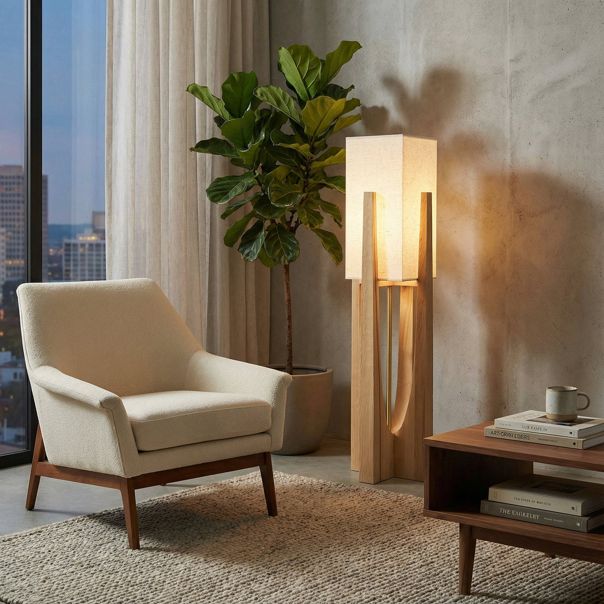 Japanese Wabi-Sabi Style Standing Floor Lamp — Minimalist, Elegant Ambient Lighting