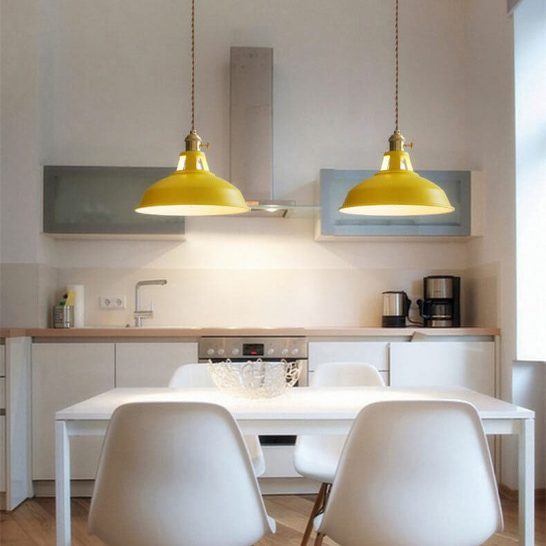 Vibrant Industrial 1-Light Colorful Barn Shade Pendant Light