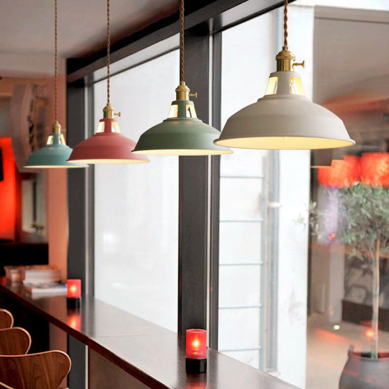 Vibrant Industrial 1-Light Colorful Barn Shade Pendant Light
