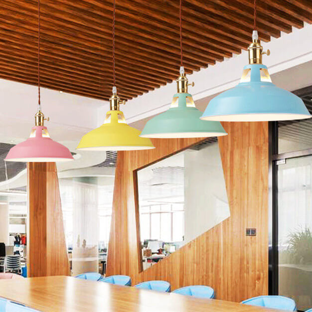 Vibrant Industrial 1-Light Colorful Barn Shade Pendant Light