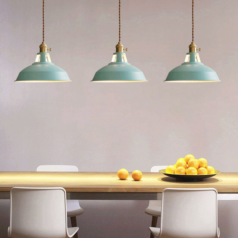 Vibrant Industrial 1-Light Colorful Barn Shade Pendant Light
