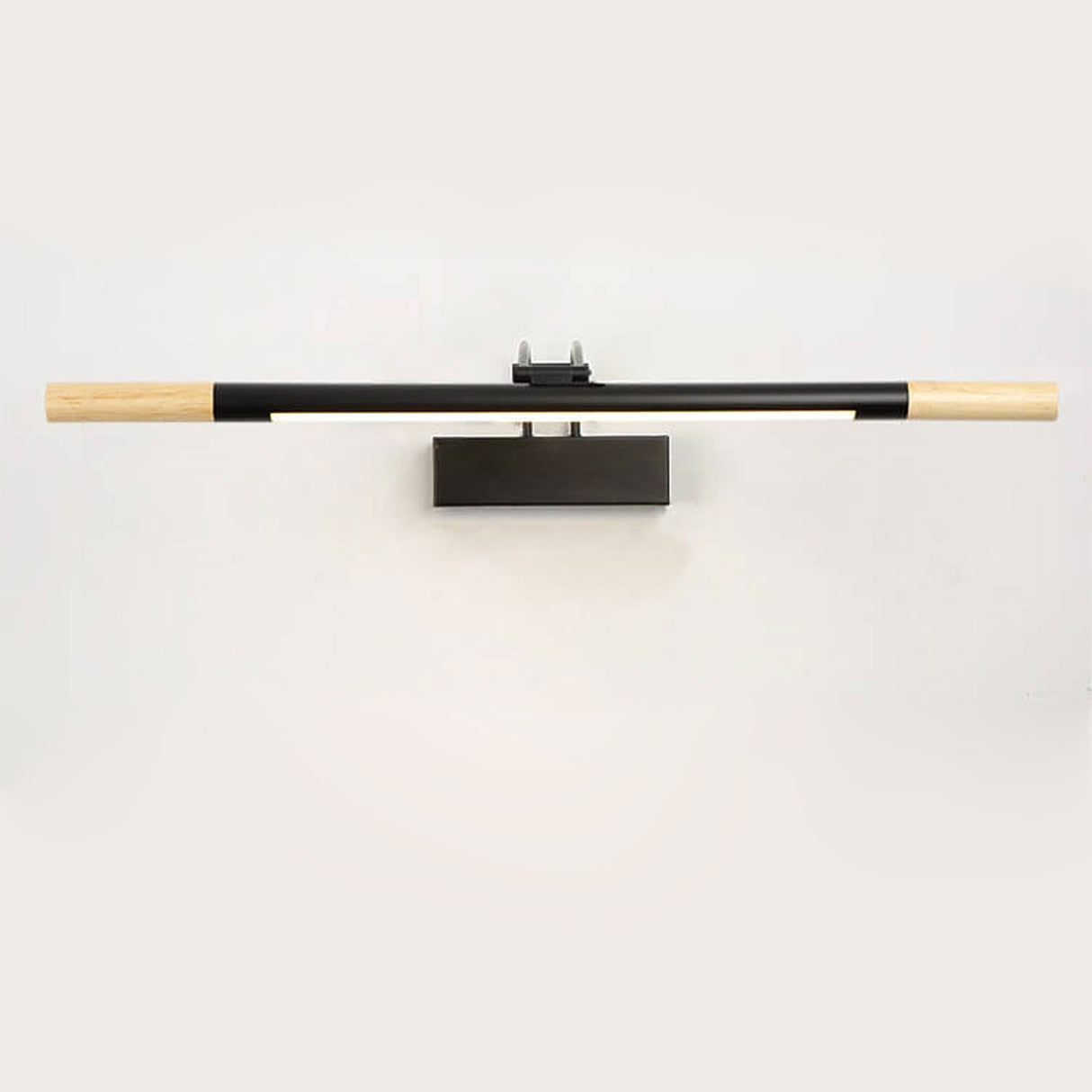 Nordic Solid Wood Vanity Light with Curved Arm — Long LED Wall Sconce
